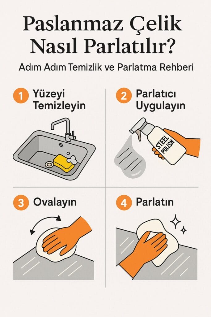 adim adim paslanmaz çelik parlatma infografik