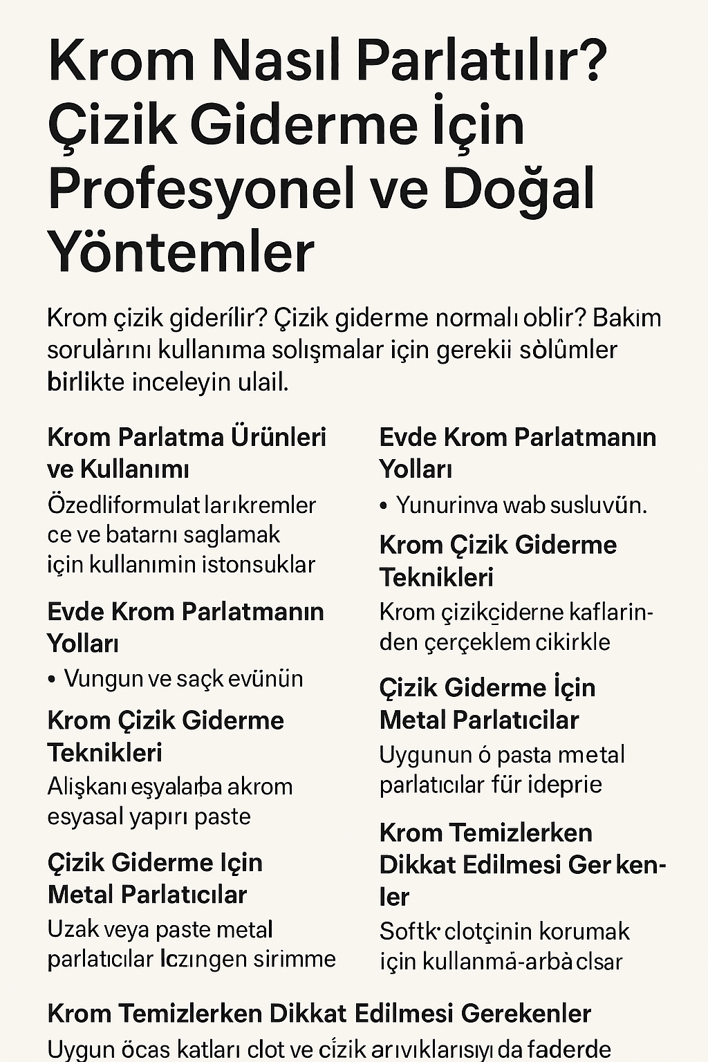 Krom Nasıl Parlatılır? Çizik Giderme İçin Profesyonel ve Doğal Yöntemler 6 Krom parlatmada profesyonel ürünler ve doğal yöntemlerin karşılaştırması