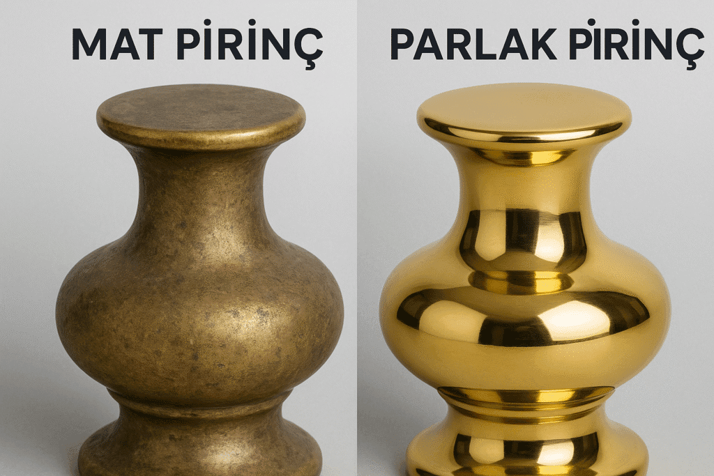 Krom Nasıl Parlatılır? Çizik Giderme İçin Profesyonel ve Doğal Yöntemler 7 Parlatma öncesi mat pirinç ve parlatılmış parlak pirinç yüzey karşılaştırması